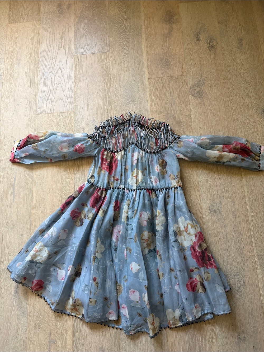 Zimmermann Light Blue Floral Off-Shoulder Dress